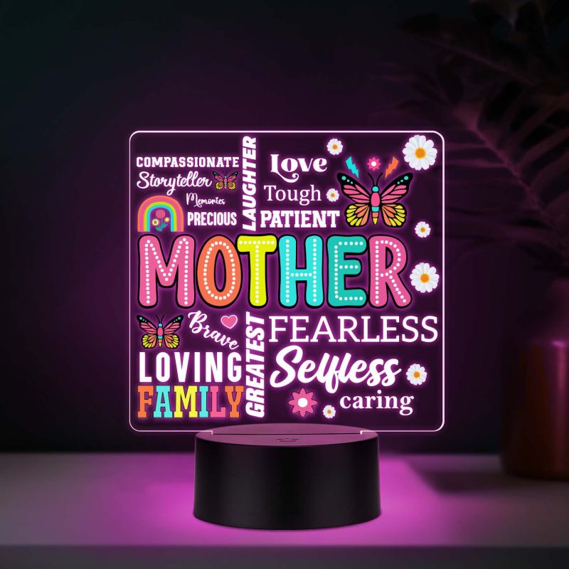 Inspirational Quote UV Print Auto Color Changing LED Lamp for Mom   Acrylic Light